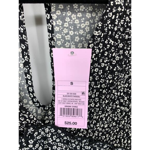 Wild Fable Women's Size Small Micro Floral Print Black White A -Line NWT - Picture 4 of 6